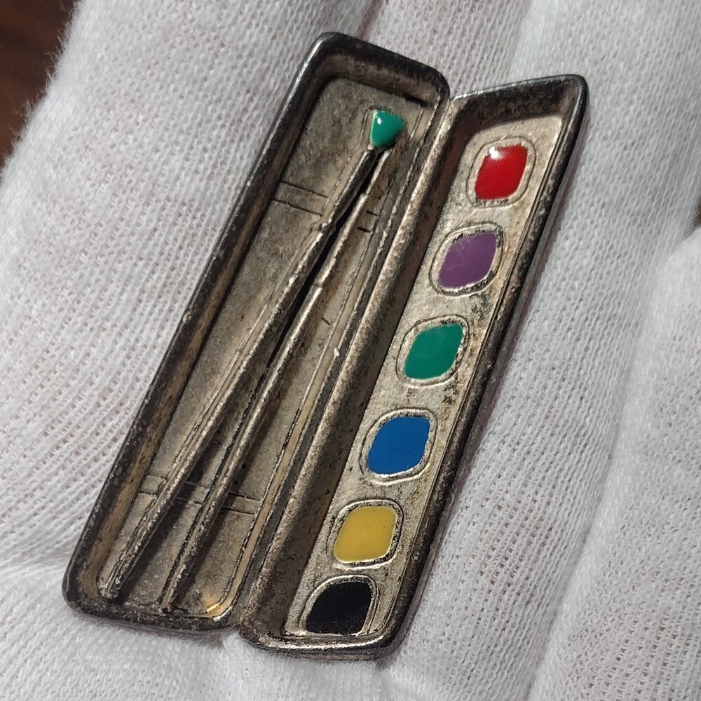 Vintage Danecraft Watercolor Paint Set Artist Metal Brooch